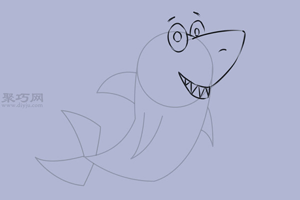 可爱的卡通鲨鱼怎么画 6