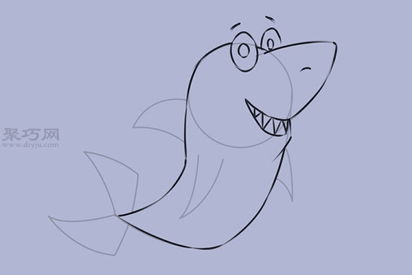 可爱的卡通鲨鱼怎么画 7