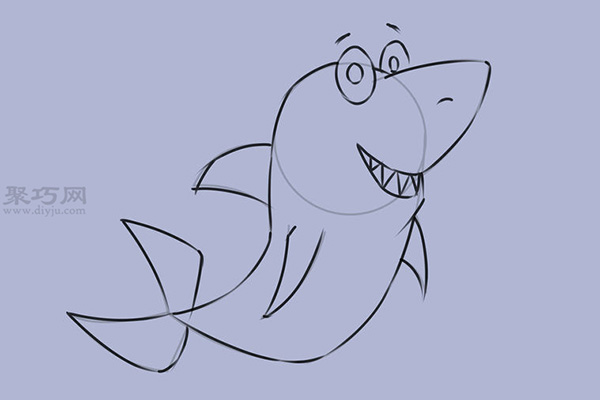 可爱的卡通鲨鱼怎么画 8