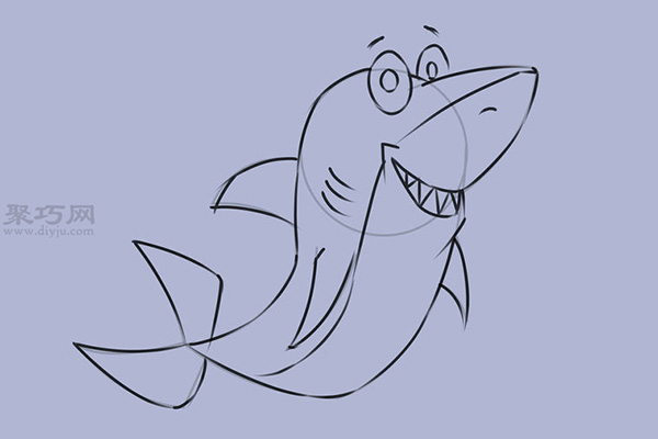 可爱的卡通鲨鱼怎么画 9