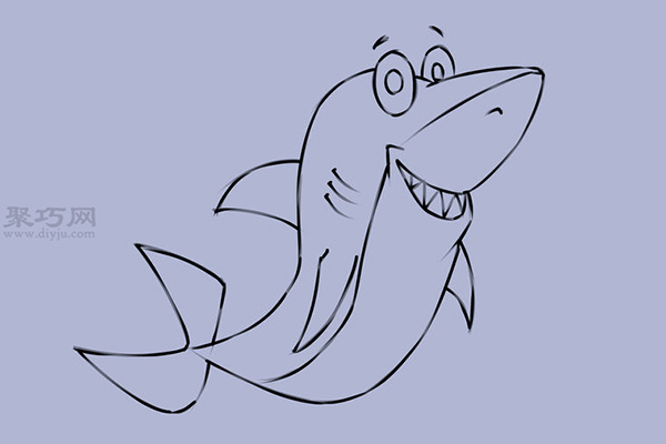 可爱的卡通鲨鱼怎么画 10