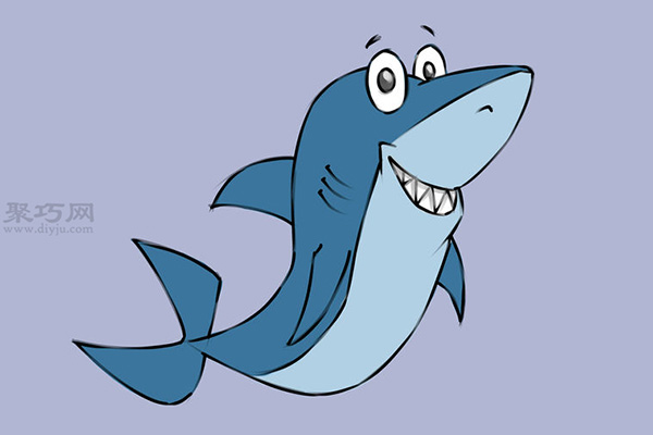 可爱的卡通鲨鱼怎么画 11