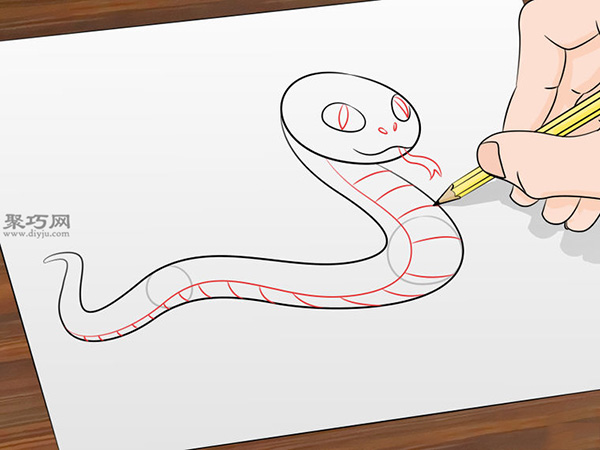 卡通蛇的画法步骤 5