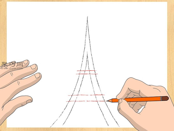 画埃菲尔铁塔的正面的画法 2