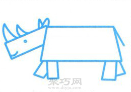 教你画最简单可爱的卡通犀牛简笔画