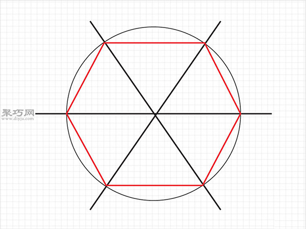 用尺子和圆形物体画六边形的画法 12