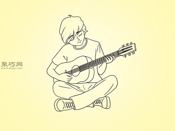 畫彈吉他的人的步驟 13