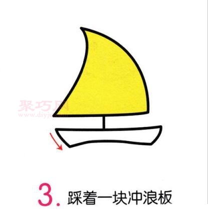 夕陽(yáng)帆船畫(huà)法第3步