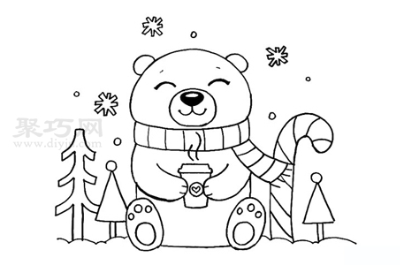 冬天里的北极熊简笔画怎么画好看又简单