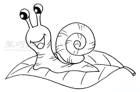 如何画树叶上的蜗牛简笔画简单又漂亮