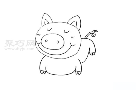 开心小猪怎么画简单又漂亮 开心小猪简笔画步骤