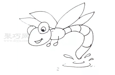 蜻蜓點水畫法教程 一起來學蜻蜓點水簡筆畫