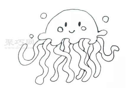 水母如何画最简单 来学水母简笔画步骤