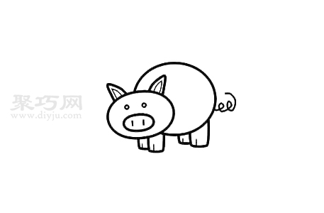小朋友画猪步骤图解 来学猪简笔画
