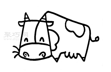 奶牛如何画最简单 来学奶牛简笔画步骤