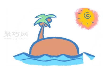 5步畫椰子島簡單畫法