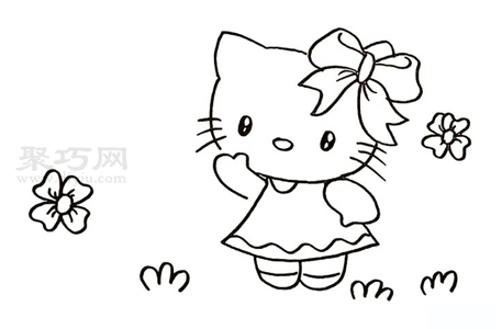 kitty猫画法教程 来学kitty猫简笔画