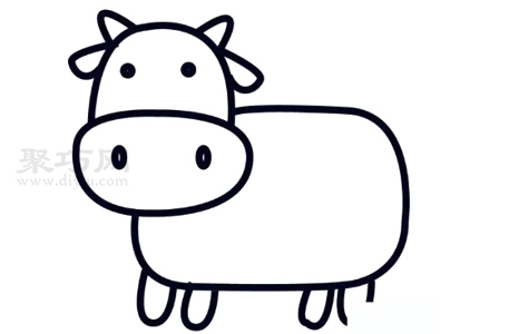 6步画小奶牛画法 来学小奶牛简笔画