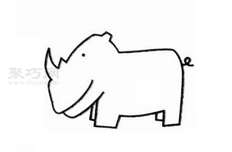 三步画犀牛画法 来学犀牛简笔画