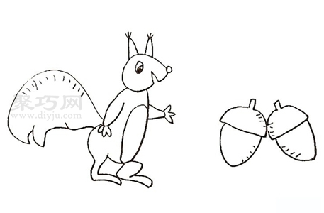 怎么画捡松果的小松鼠简笔画好看又简单
