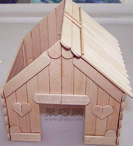 雪糕棍diy可爱的小房子冰棍棍手工制作小木屋