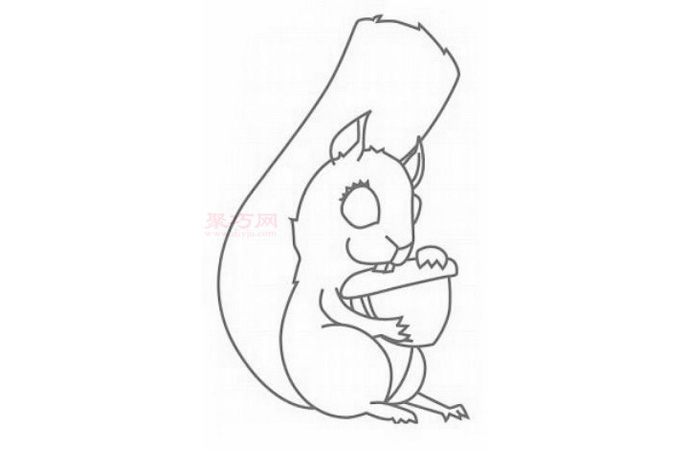 简易画吃松果的松鼠的步骤 画吃松果的松鼠的简笔画图片