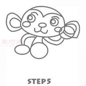猴子简笔画第6步