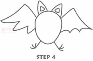 蝙蝠简笔画第5步