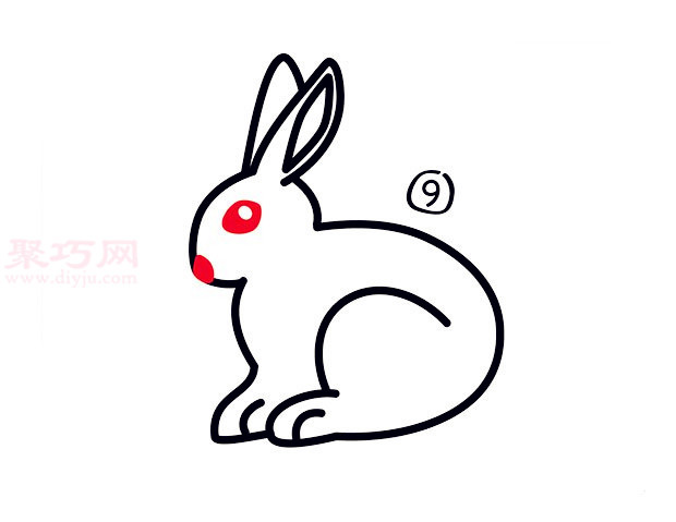 大白兔简笔画第9步