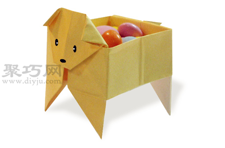 手工折纸小狗储物盒教程 小狗储物盒的折法图解