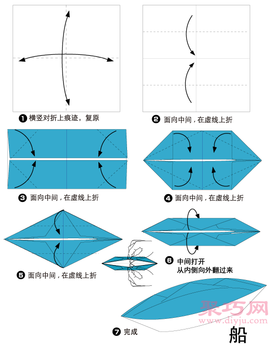 这是个非常详细的手工折纸船图解教程,而且这个船的折法步骤清晰,简单