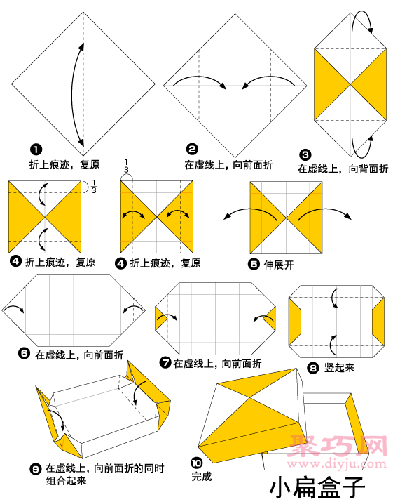 小扁盒子的折法图解教程 教你怎么折纸小扁盒子