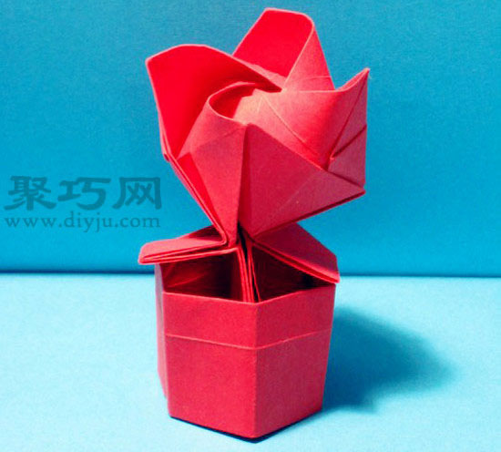 手工DIY折紙帶底座玫瑰花圖解教程 超詳細步驟