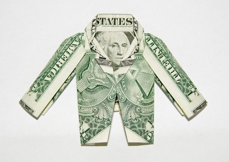 欧元和美元创意折纸作品：衣服