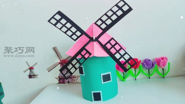 如何用奶粉罐改造梦幻手工风车屋 