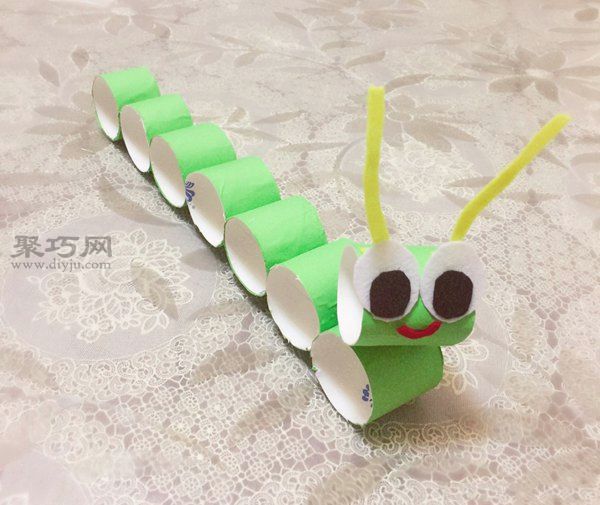 衛生紙卷紙筒手工制作毛毛蟲兒童玩具