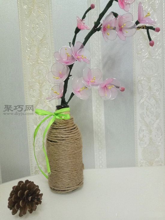 麻绳玻璃瓶diy花瓶手工制作教程 教你制作超简单的麻绳花瓶
