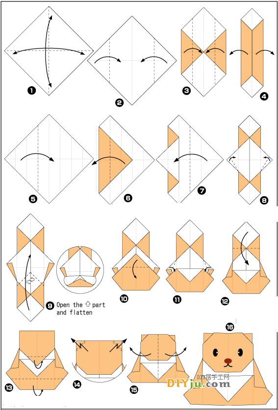 儿童折纸小熊维尼教程