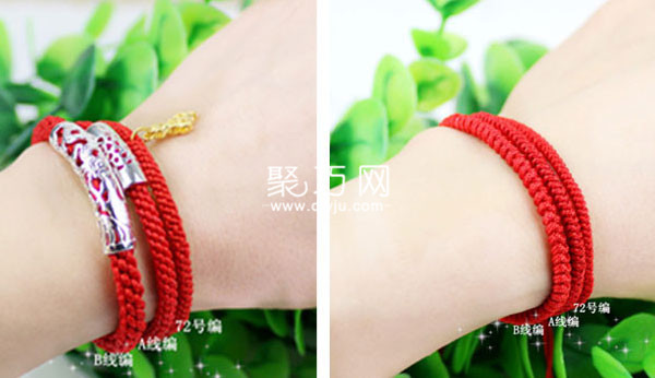 不同的中国结线尺寸编织的手链