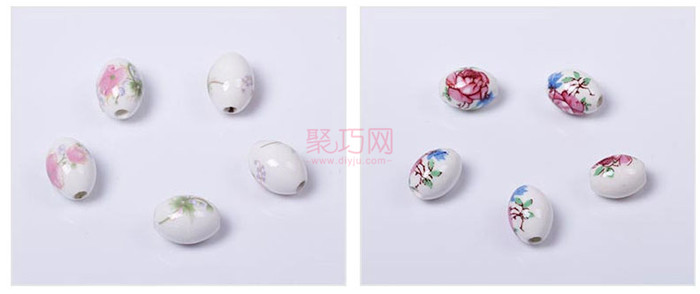 中国结材料橄榄贴花椭圆陶瓷珠子图2