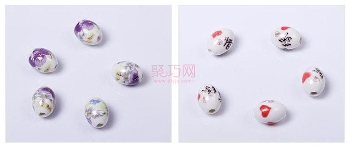 中国结材料橄榄贴花椭圆陶瓷珠子图3