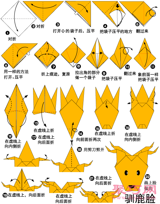 圣诞驯鹿手工折纸diy图解教程折纸驯鹿的折纸图解