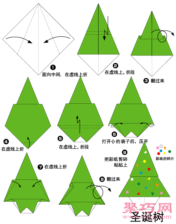 圣诞树简单手工diy折纸图解折纸图解
