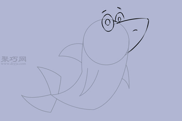 可爱的卡通鲨鱼怎么画 5