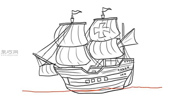 简笔画帆船的画法步骤图解