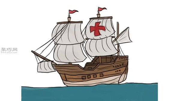 简笔画帆船的画法步骤图解 教你如何画帆船
