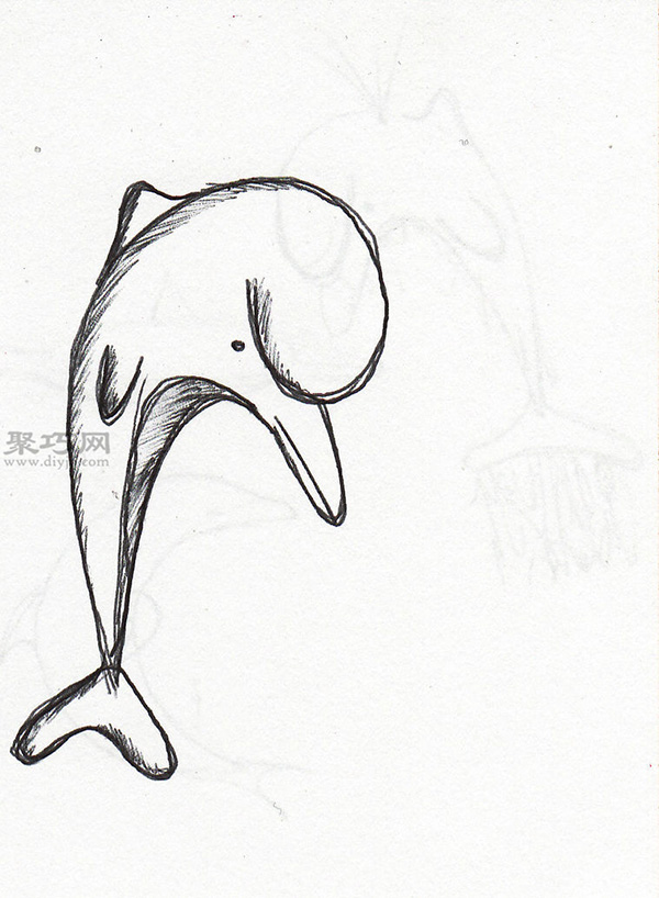 画卡通海豚教程图解 教你简笔画卡通海豚的画法