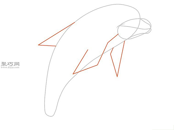 传统形象的海豚的画法步骤 4