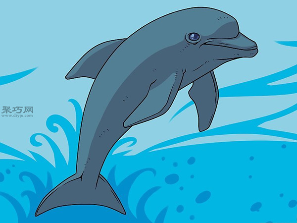 传统形象的海豚的画法步骤 9