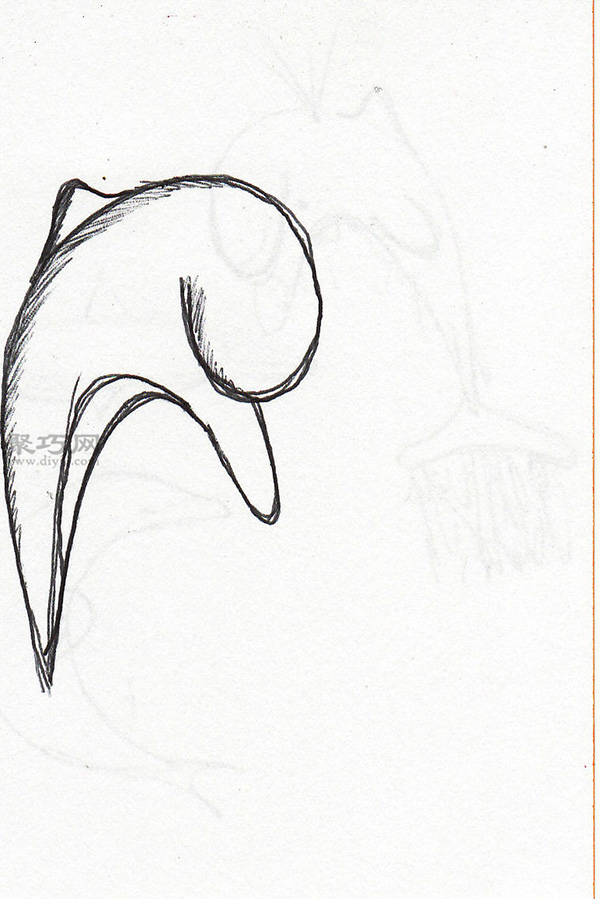 画卡通海豚教程图解 4: Dorsal Fin